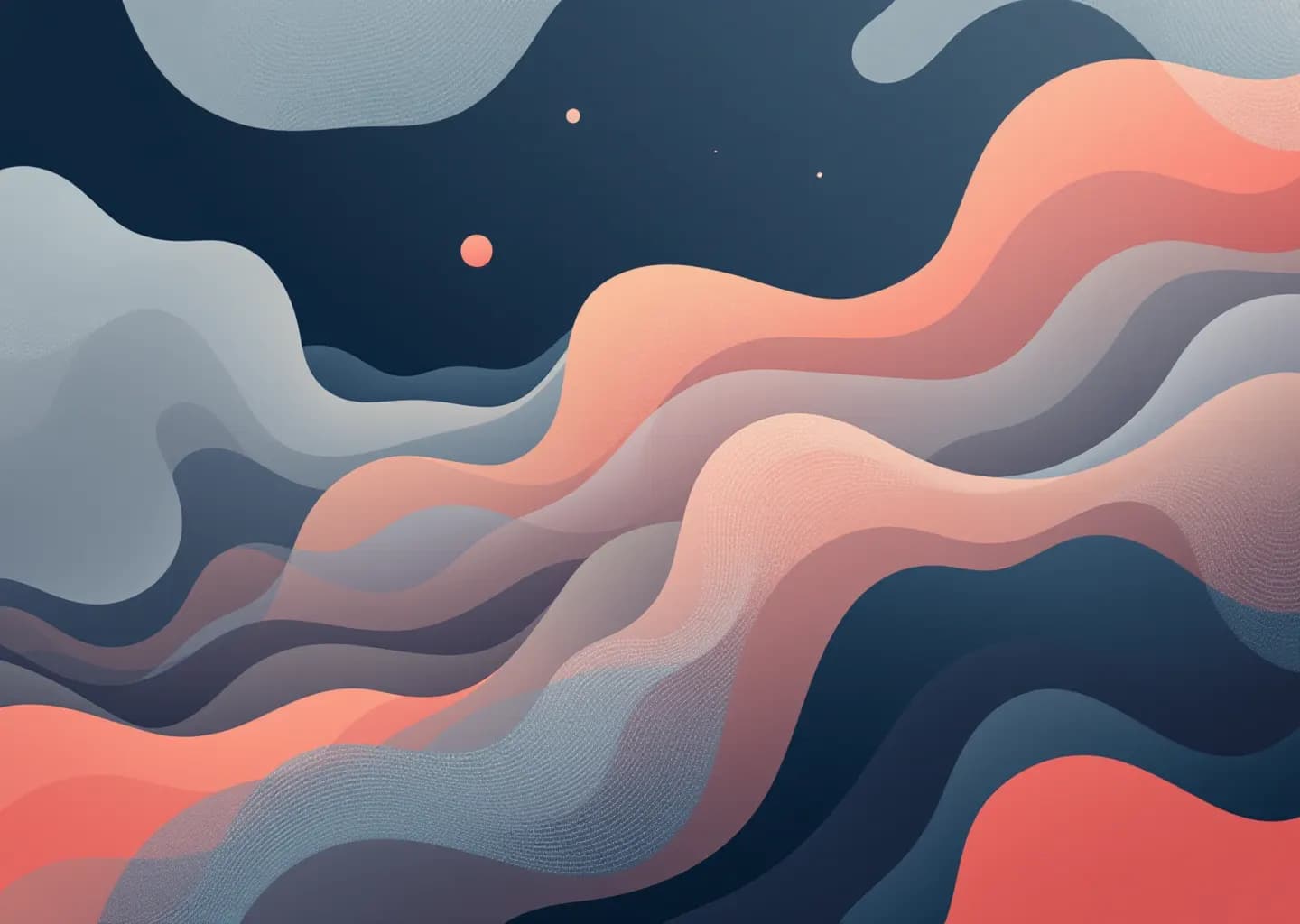 Abstract composition: a fragmented Android phone, wrench, and media icons in muted earth tones with coral and navy accents